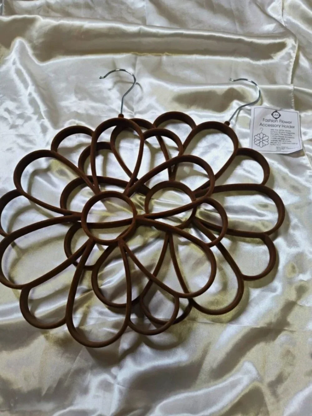 Lot of 2 Ingenious Designs Fashion Flower Accessory Holder Velvet Brown 12 in